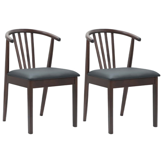 Dining Chair 2 pcs Solid Rubberwood Light Brown and Black