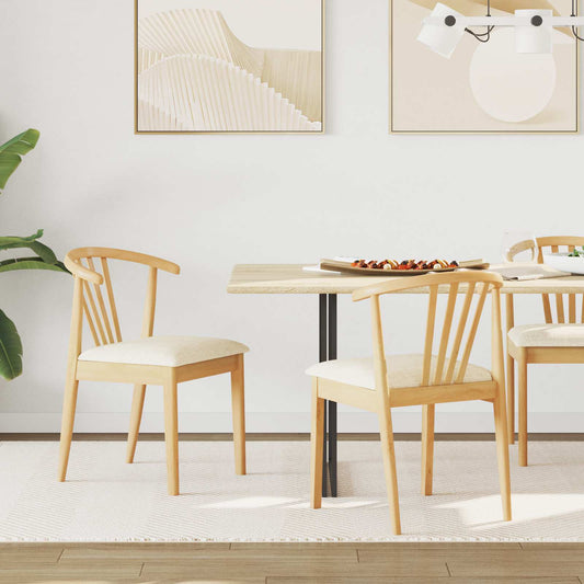Dining Chair 2 pcs Solid Rubberwood Natural and Light