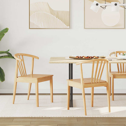 Dining Chair 2 pcs Natural Solid Rubberwood