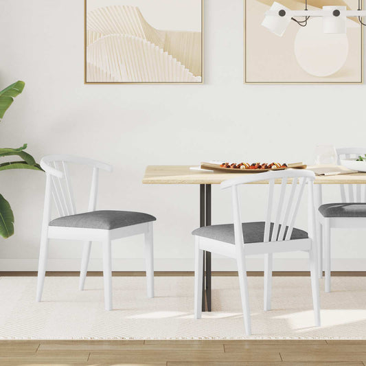 Dining Chair 2 pcs Solid Rubberwood White and Grey