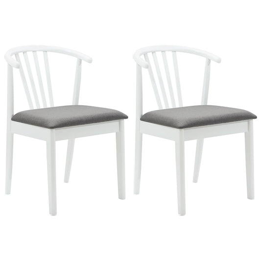 Dining Chair 2 pcs Solid Rubberwood White and Grey