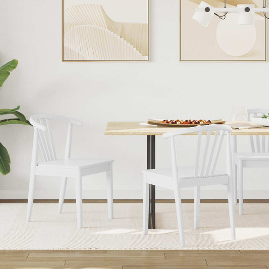 Dining Chair 2 pcs Solid Rubberwood White 51 x 61 x 80.5 cm