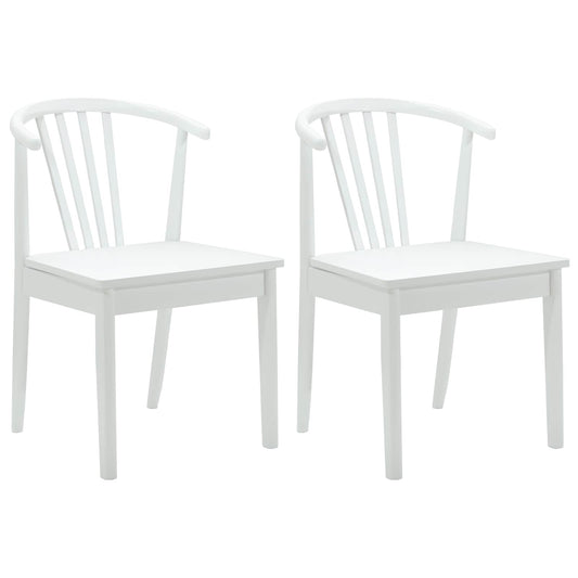Dining Chair 2 pcs Solid Rubberwood White 51 x 61 x 80.5 cm