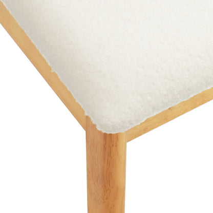 Dining Chair 2 pcs Natural and White Solid Rubberwood