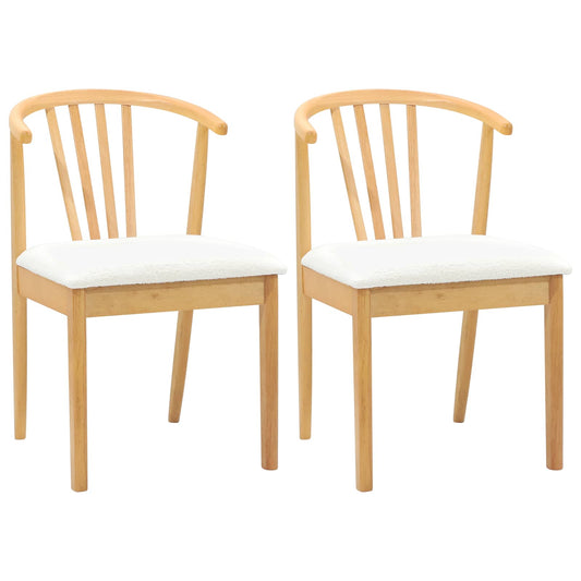 Dining Chair 2 pcs Solid Rubberwood Natural and White