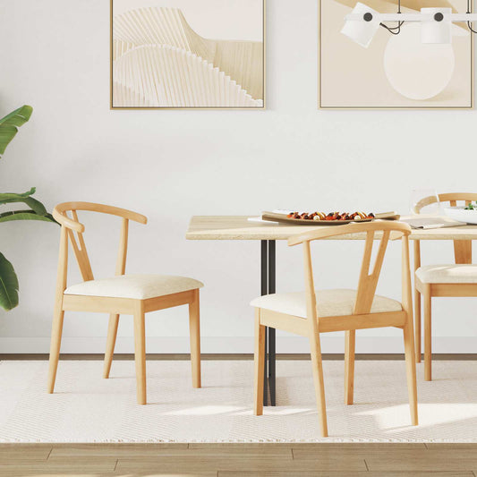 Dining Chair 2 pcs Solid Rubber Wood Natural and Light