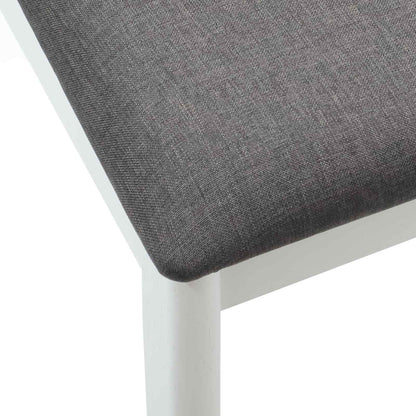 Dining Chair 2 pcs White and Grey Solid Rubber Wood