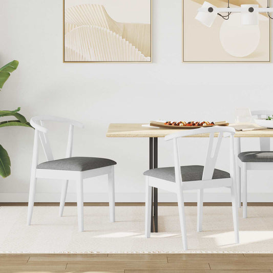 Dining Chair 2 pcs Solid Rubber Wood White and Grey