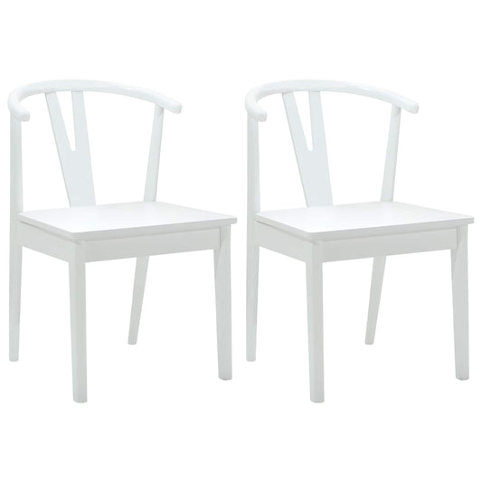Dining Chair 2 pcs Solid Rubber Wood White and White