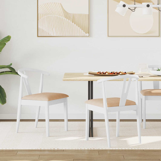 Dining Chair 2 pcs Solid Rubber Wood White and Brown