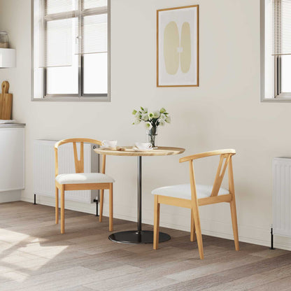 Dining Chair 2 pcs Natural and Light Solid Rubber Wood
