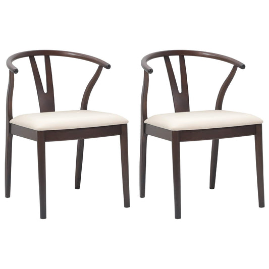 Dining Chair 2 pcs Solid Rubber Wood Light Brown and Light