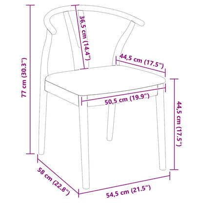 Dining Chair 2 pcs Natural and Light Solid Rubber Wood