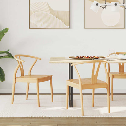 Dining Chair 2 pcs Natural Solid Rubber Wood
