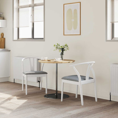 Dining Chair 2 pcs White and Grey Solid Rubber Wood
