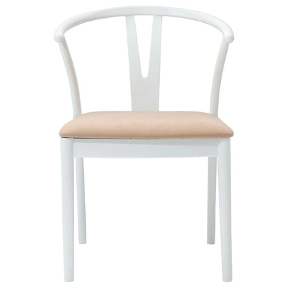 Dining Chair 2 pcs White and Brown Solid Rubber Wood