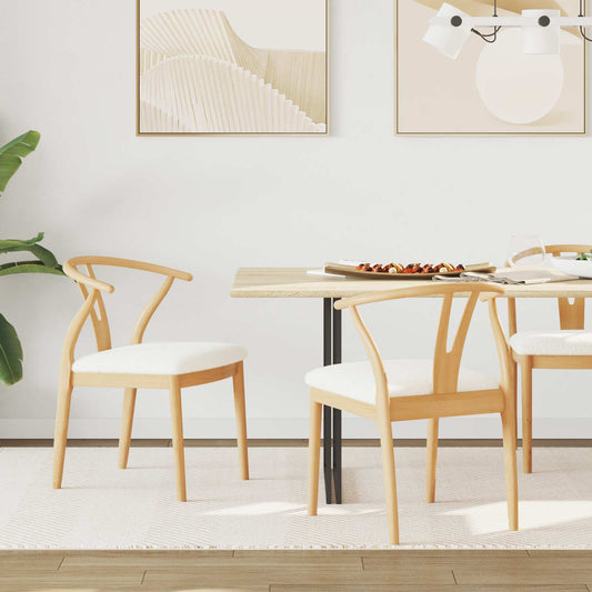 Dining Chair 2 pcs Solid Rubber Wood Natural and Light