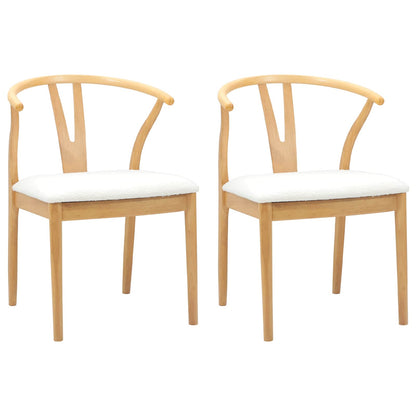 Dining Chair 2 pcs Natural and Light Solid Rubber Wood