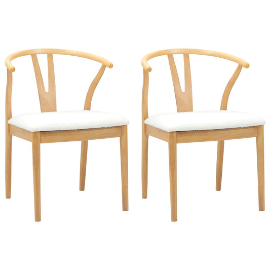 Dining Chair 2 pcs Solid Rubber Wood Natural and Light