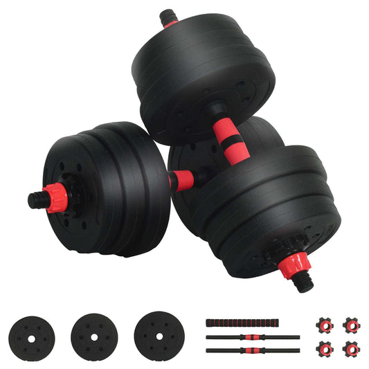 2-in-1 Dumbbell Barbell Set 20 kg Black and Red