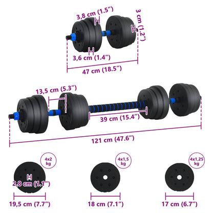 2-in-1 Dumbbell Barbell Set 20 kg Black and Blue