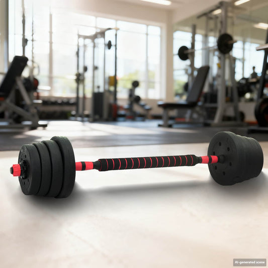 2-in-1 Dumbbell Barbell Set 30 kg Black and Red