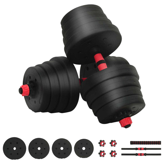 2-in-1 Dumbbell Barbell Set 30 kg Black and Red