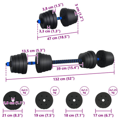 2-in-1 Dumbbell Barbell Set 30 kg Black and Blue