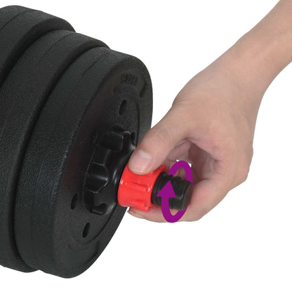 4-in-1 Dumbbell Barbell Kettlebell Set 20 kg Black and Red