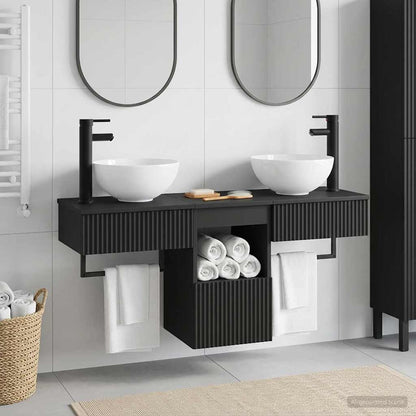 Bathroom Furniture Set 3 pcs Black Engineered Wood