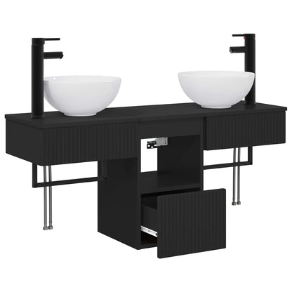 Bathroom Furniture Set 3 pcs Black Engineered Wood
