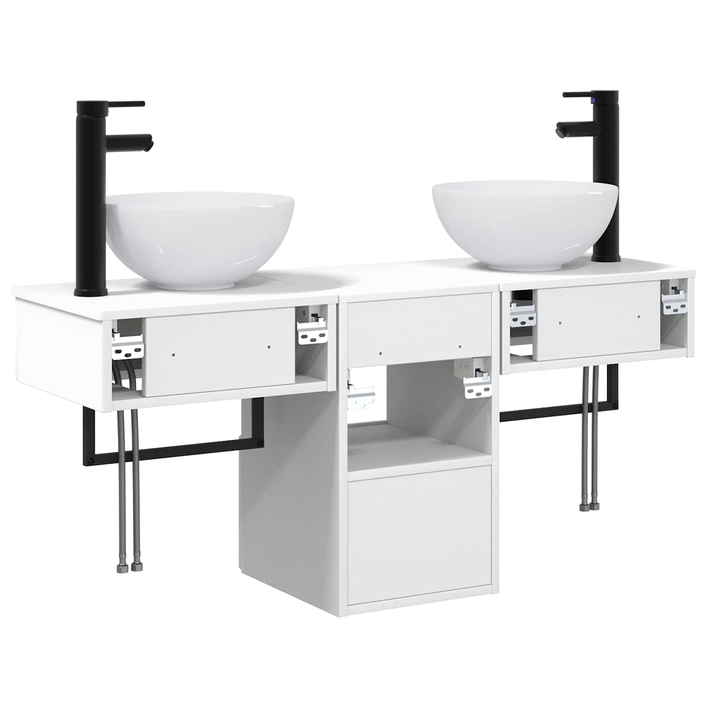 Bathroom Furniture Set 3 pcs High Gloss White Engineered Wood