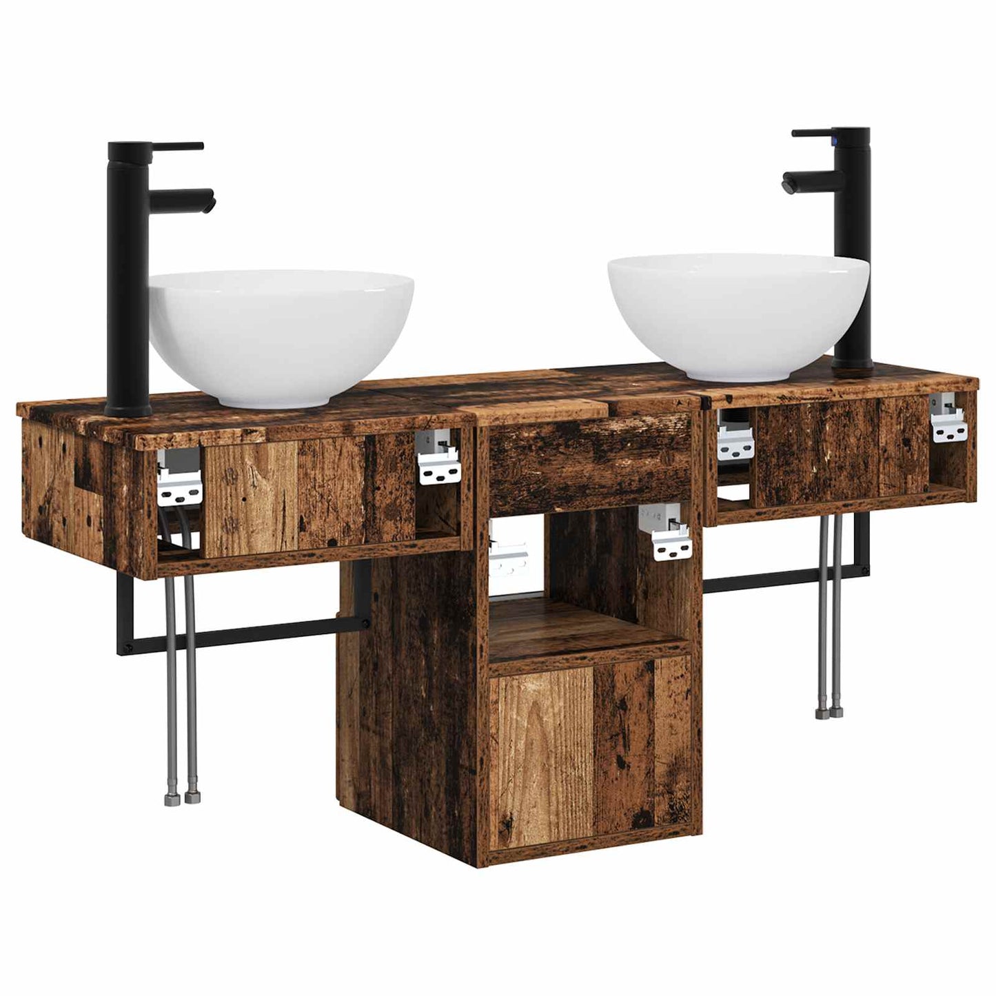 Bathroom Furniture Set 3 pcs Old Wood Engineered Wood