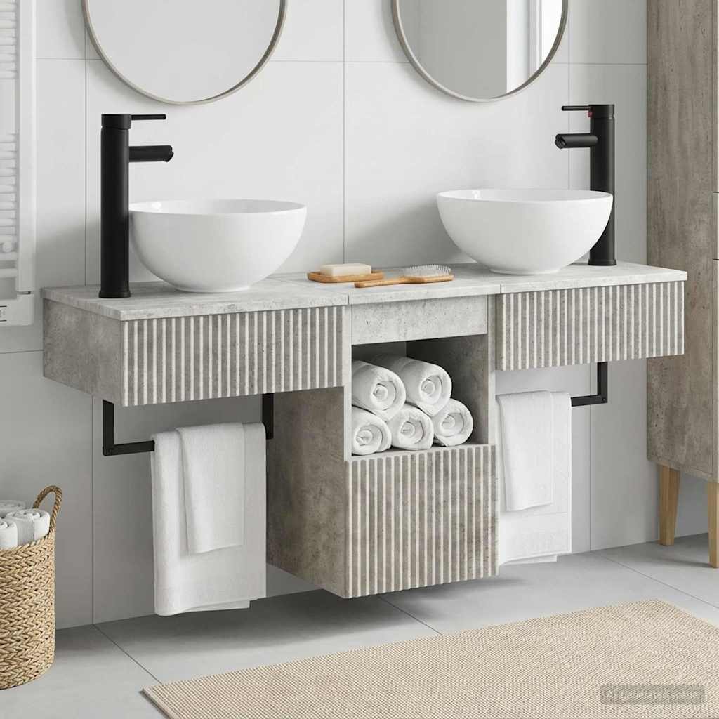 Bathroom Furniture Set 3 pcs Concrete Grey Engineered Wood