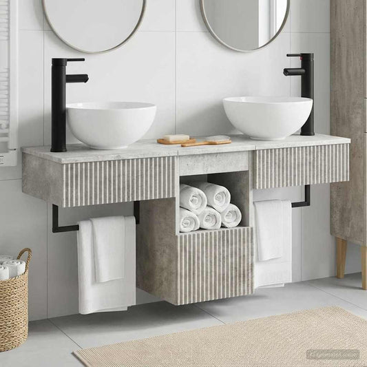Bathroom Furniture Set 3 pcs Concrete Grey Engineered Wood