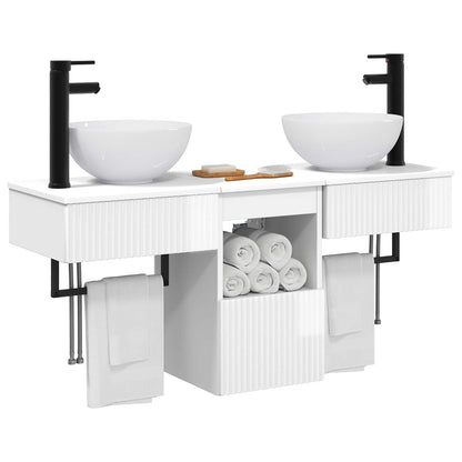 Bathroom Furniture Set 3 pcs High Gloss White Engineered Wood