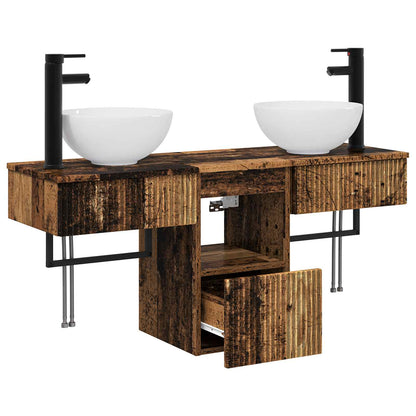 Bathroom Furniture Set 3 pcs Old Wood Engineered Wood