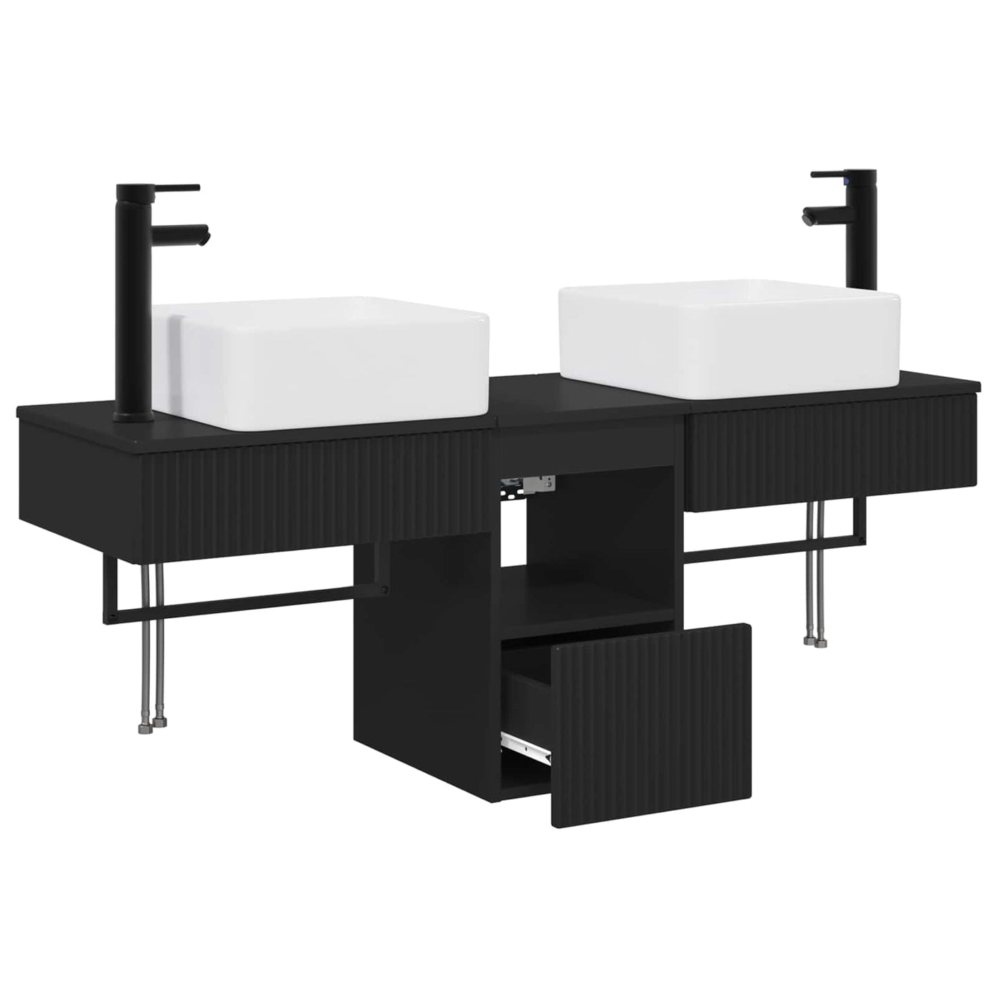 Bathroom Furniture Set 3 pcs Black Engineered Wood
