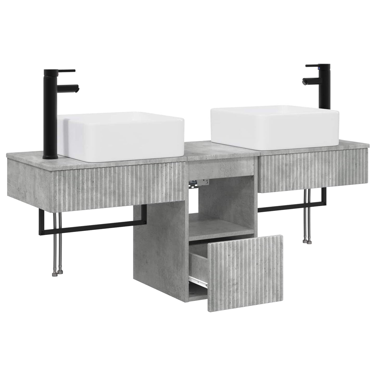 Bathroom Furniture Set 3 pcs Concrete Grey Engineered Wood