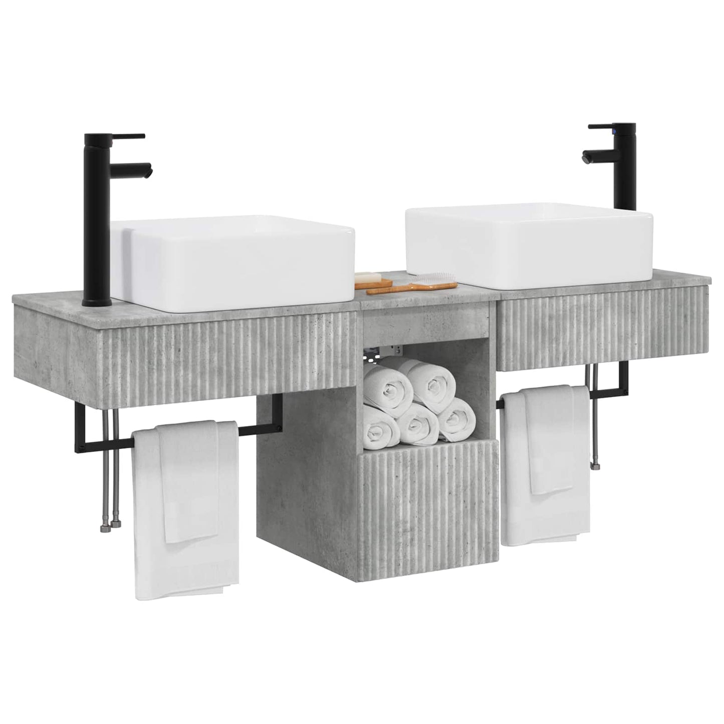 Bathroom Furniture Set 3 pcs Concrete Grey Engineered Wood