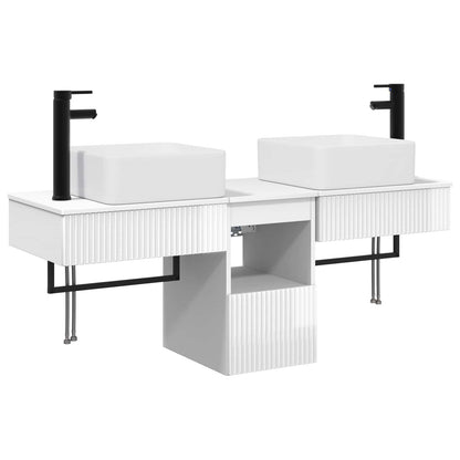 Bathroom Furniture Set 3 pcs High Gloss White Engineered Wood
