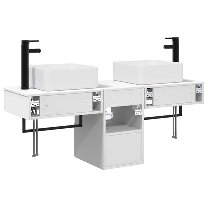Bathroom Furniture Set 3 pcs High Gloss White Engineered Wood