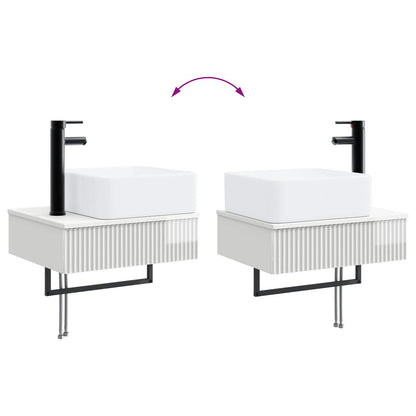 Bathroom Furniture Set 3 pcs High Gloss White Engineered Wood