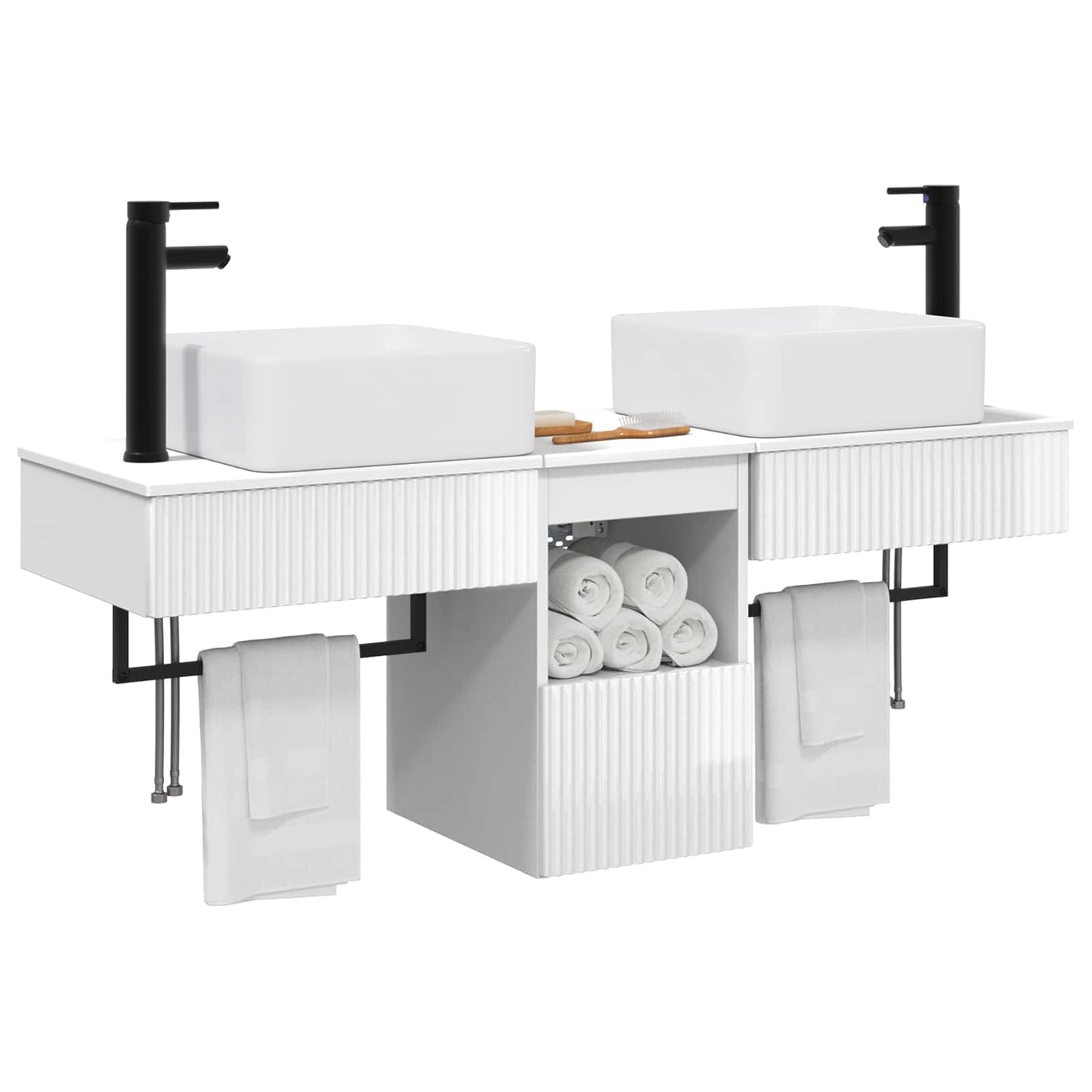 Bathroom Furniture Set 3 pcs High Gloss White Engineered Wood