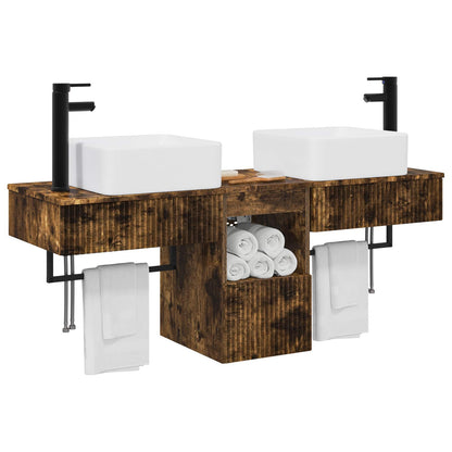 Bathroom Furniture Set 3 pcs Smoked Oak Engineered Wood
