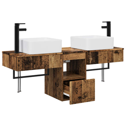 Bathroom Furniture Set 3 pcs Old Wood Engineered Wood