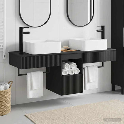 Bathroom Cabinet Set 3 pcs Black 53 x 35 x 39 cm