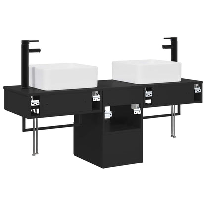 Bathroom Cabinet Set 3 pcs Black 53 x 35 x 39 cm