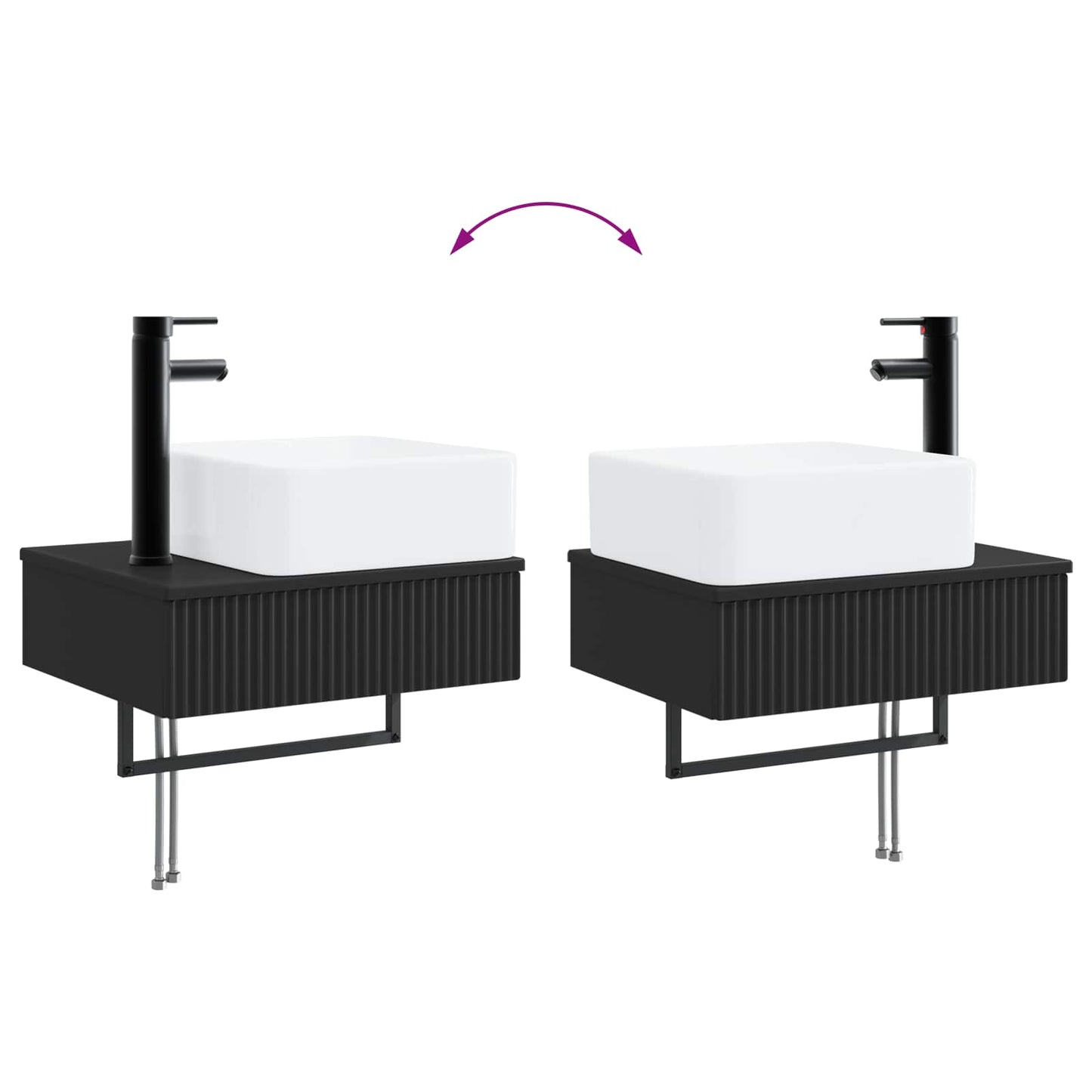 Bathroom Cabinet Set 3 pcs Black 53 x 35 x 39 cm