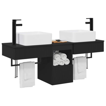 Bathroom Cabinet Set 3 pcs Black 53 x 35 x 39 cm